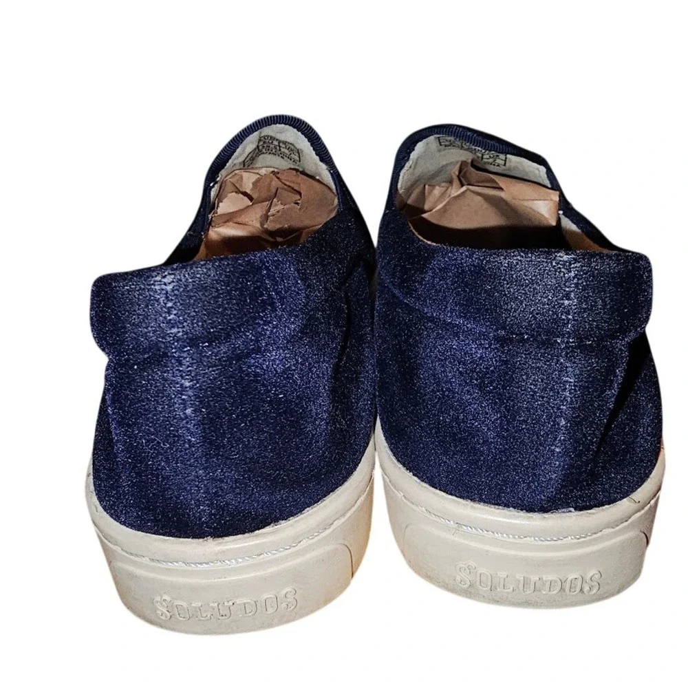 Soludos Navy Blue Velvet Slip On Shoes Llama Women US Size 9‎ Anthropologie - Picture 6 of 7